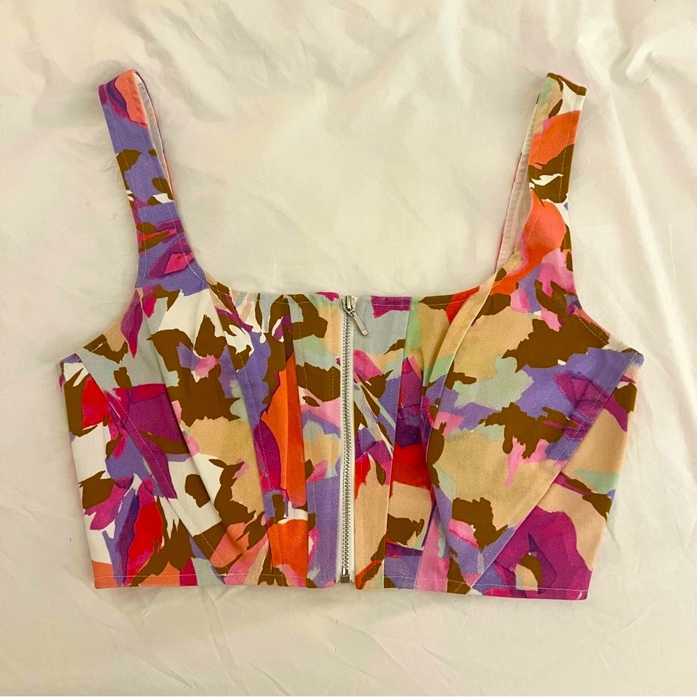 NICHOLAS Multicolor Abstract Crop Top
